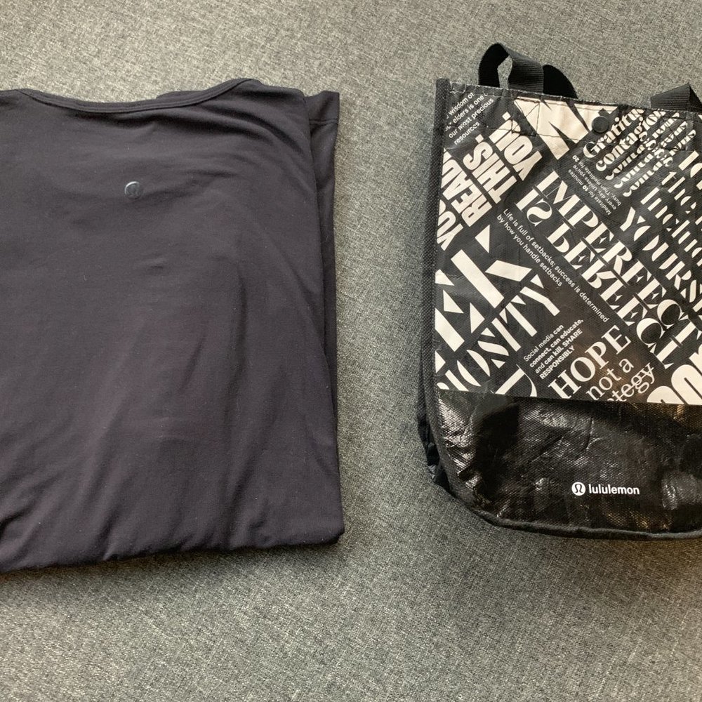 Lululemon Athletica Black Tops Loose Long Sleeve Shirt Super Soft + shopping bag